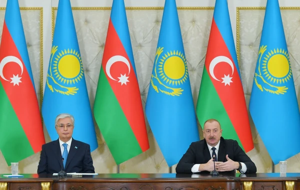 İlham Əliyev və Kasım-Jomart Tokayev mətbuata bəyanatlarla çıxış ediblər - YENİLƏNİB - FOTO