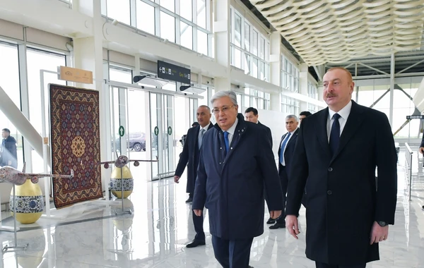Qazaxıstan Prezidenti Kasım-Jomart Tokayev Füzuli rayonuna gedib - FOTO