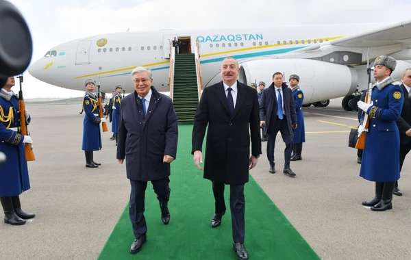 Qazaxıstan Prezidenti Kasım-Jomart Tokayev Füzuli rayonuna gedib - FOTO