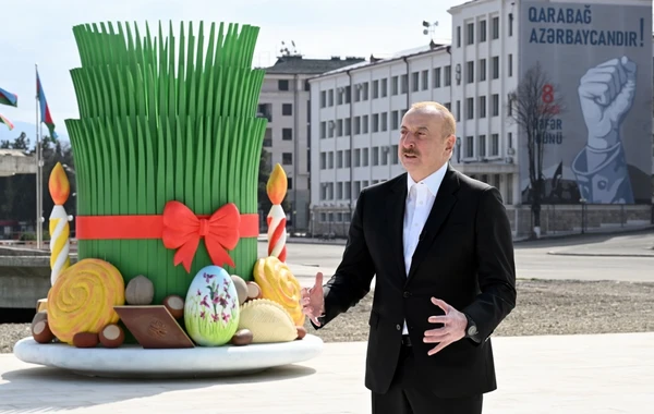 İlham Əliyev Xankəndi şəhərində Novruz tonqalını alovlandırıb - YENİLƏNİB - FOTO