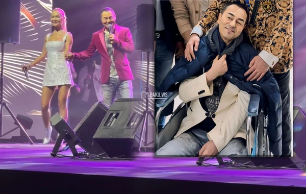 Bakıda konsert verən Serdar Ortaç yeriməkdə çətinlik çəkdi - FOTO/VİDEO