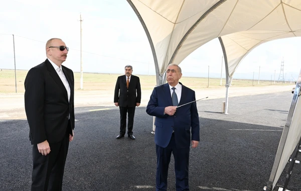 İlham Əliyev Hacıqabul rayonunda avtomobil yolunun açılışında iştirak edib - YENİLƏNİB + FOTO