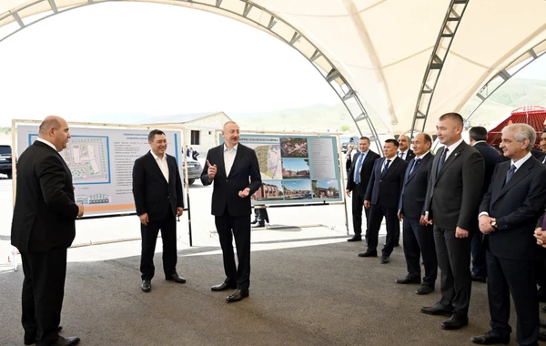 Azərbaycan və Qırğızıstan prezidentləri Ağdamda məktəbin təməlqoyma mərasimində iştirak ediblər - YENİLƏNİB - FOTO
