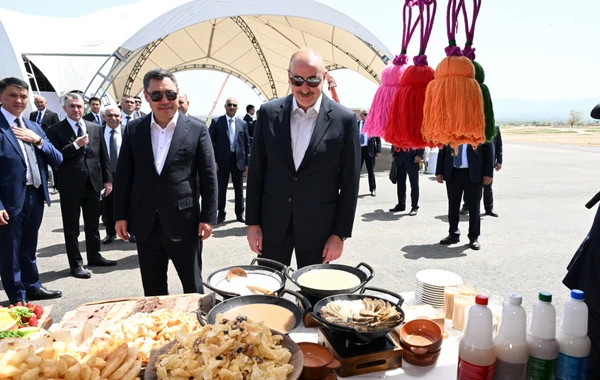 Azərbaycan və Qırğızıstan prezidentləri Ağdamda məktəbin təməlqoyma mərasimində iştirak ediblər - YENİLƏNİB - FOTO