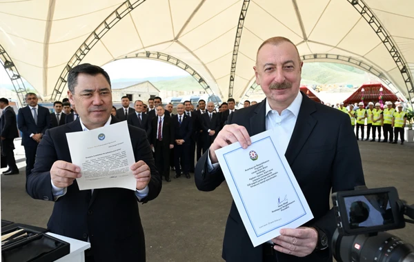 Azərbaycan və Qırğızıstan prezidentləri Ağdamda məktəbin təməlqoyma mərasimində iştirak ediblər - YENİLƏNİB - FOTO