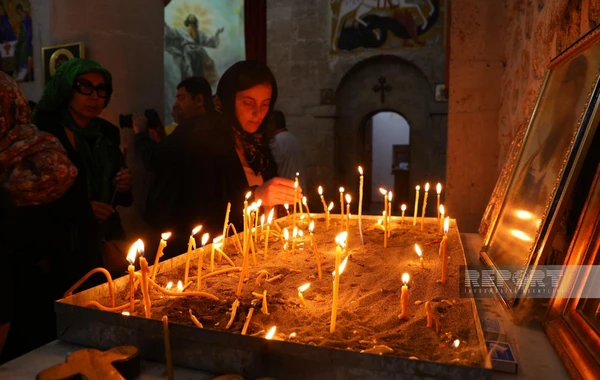 Qəbələdəki Cotari kilsəsində Pasxa bayramı qeyd edilib - FOTO