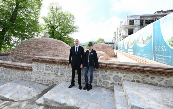 Şuşada Şirin su hamamının bərpadan sonra açılışı olub - YENİLƏNİB + FOTO