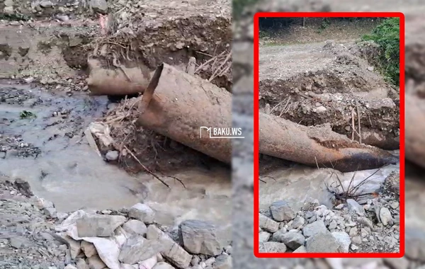 Sel Zaqatalada körpünü aparıb - 30-a yaxın ailənin maşın yolu yoxdur - VİDEO