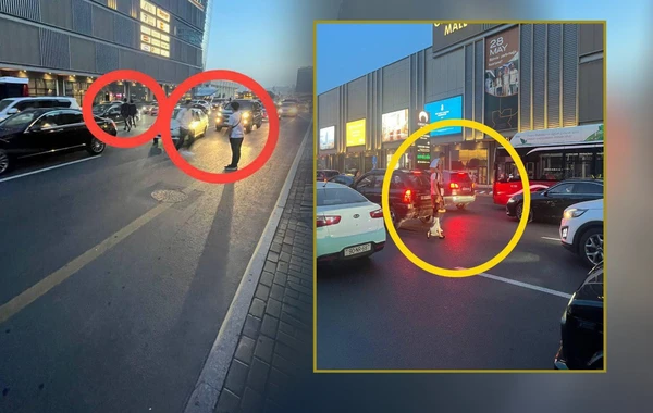 Опасная ситуация у нового торгового центра в Баку