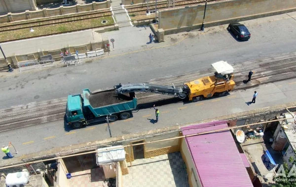 Bakının Səttar Bəhlulzadə küçəsinin bir hissəsi təmir olunur - FOTO/VİDEO