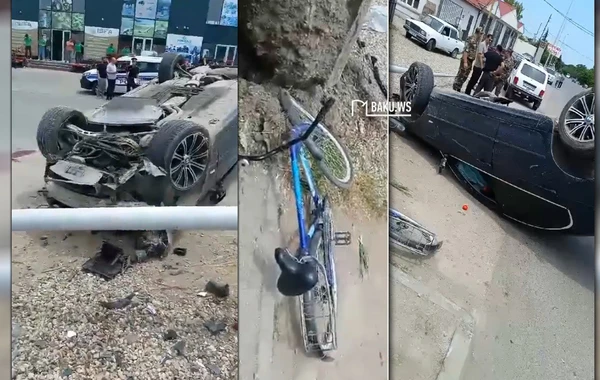 Qusarda ağır qəza: Velosipedçi öldü, avtomobil aşdı - FOTO/VİDEO