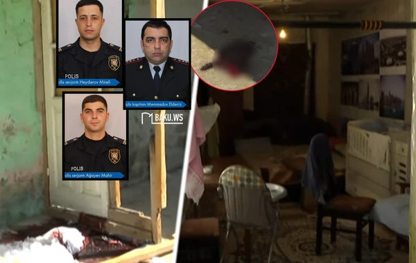 Bakıda üç polisin qətlə yetirildiyi hadisə yerindən GÖRÜNTÜLƏR - VİDEO