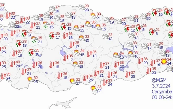 Türkiyənin 8 bölgəsinə leysan və fırtına xəbərdarlığı - FOTO