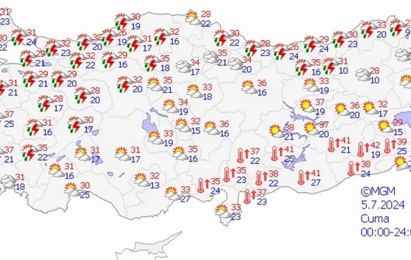 Türkiyənin 8 bölgəsinə leysan və fırtına xəbərdarlığı - FOTO