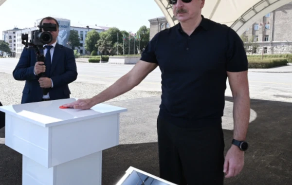 Azərbaycan lideri Xankəndi Konqres Mərkəzinin təməlini qoyub - YENİLƏNİB - FOTO