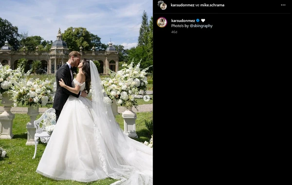 Həyat yoldaşı Karsunu gəlinlikdə görüb kövrəldi - FOTO