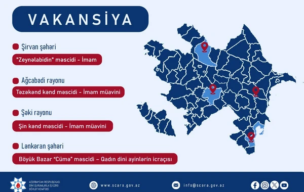 Məscidlərə imam, imam müavini və qadın dini ayinlərin icraçısı axtarılır - FOTO