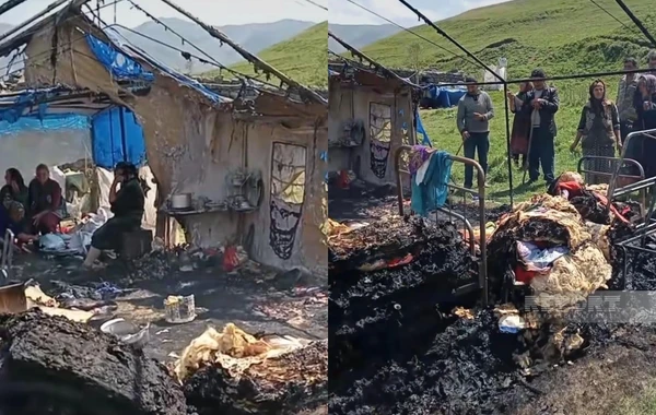 Kəlbəcərdə yaşayış üçün nəzərdə tutulan çadır yanıb - FOTO
