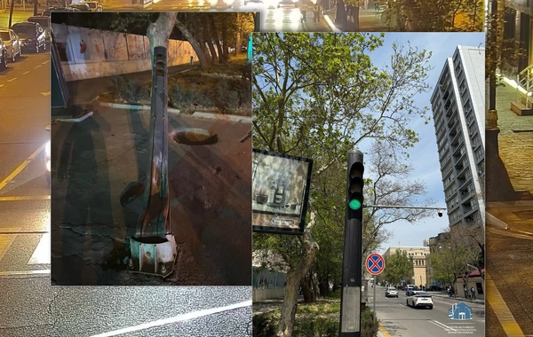 Paytaxtda daha bir avtomobil qəzası: İşıqfor yararsız hala düşdü