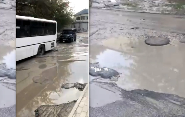 Bakıda acınacaqlı vəziyyətdə olan YOL - Nə piyada, nə də avtomobillər keçə bilir