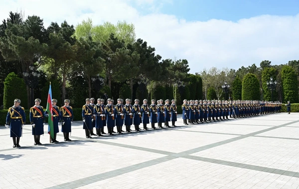 Latviya Prezidentinin rəsmi qarşılanma mərasimi olub