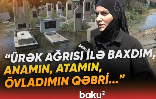 Zabratda xoşagəlməz mənzərə: Qəbirləri su basıb