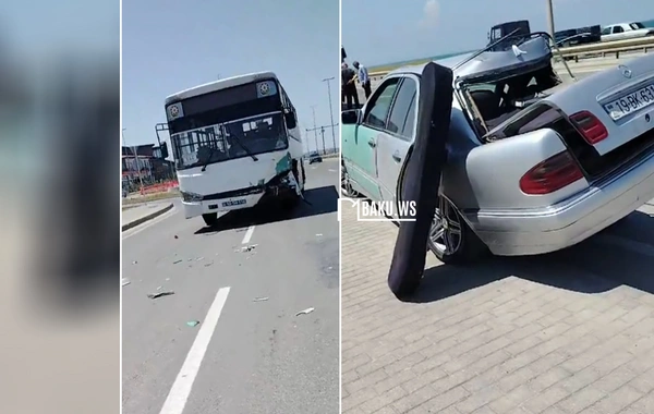 Bilgəh yolunda mikroavtobusla Mercedes toqquşub, xəsarət alan var
