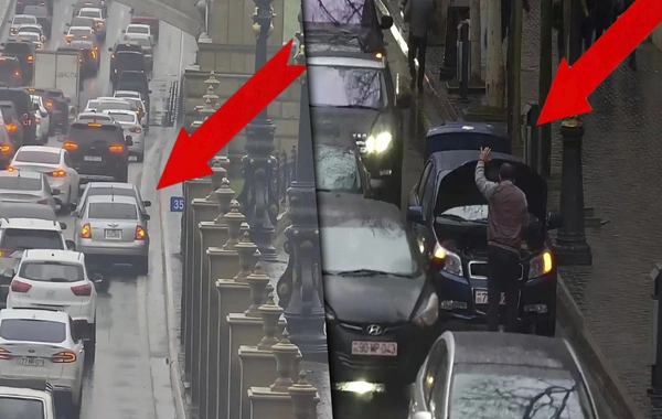 Bakıda tıxaca səbəb olan AVTOMOBİLLƏRİN GÖRÜNTÜSÜ