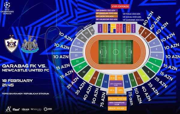 Qarabağ - Nyukasl oyununun biletləri satışa çıxarıldı