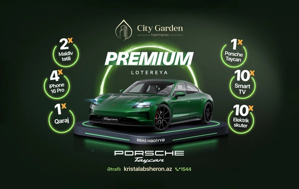 City Garden Narimanovda mənzil alın, Porsche Taycan elektromobili qazanın - Kristal Abşeron!