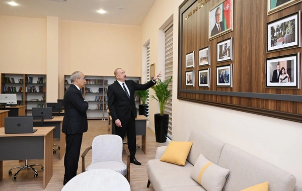 İlham Əliyev Səməd Vurğun adına Yaradıcılıq Evinin açılışında iştirak edib