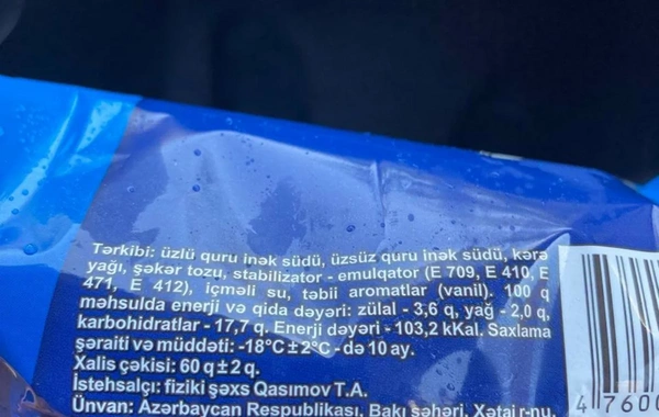 AQTA: 158 kq uyğunsuz dondurma məhv edilib