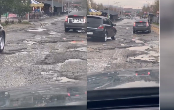 Masazırda yeni təmir olunan yol yenidən yararsız hala düşüb