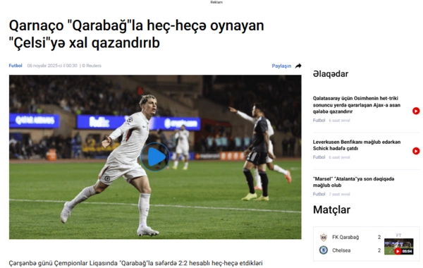 "Qarabağ" ingilislərə ŞOU GÖSTƏRDİ - Dünya bizdən DANIŞIR