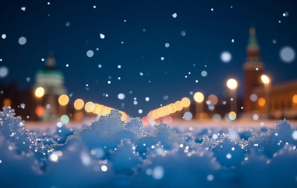 Gecə Moskvaya buz kristalları yağıb