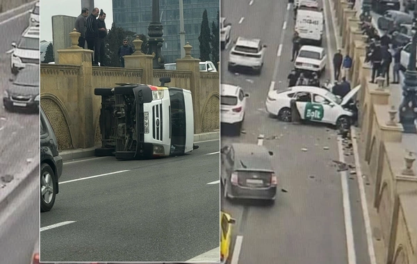 Serious traffic accident paralyzed traffic on Heydar Aliyev Avenue