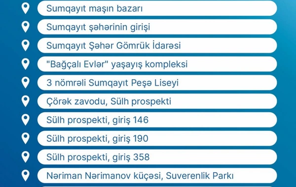 Sumqayıtdan paytaxta təşkil edilən yeni müntəzəm marşrutun dayanacaq məntəqələri açıqlanıb
