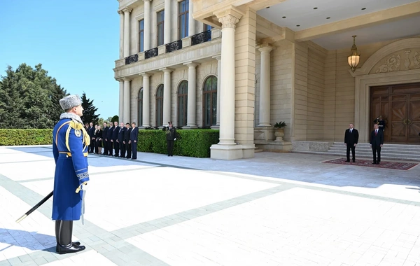 Latviya Prezidentinin rəsmi qarşılanma mərasimi olub