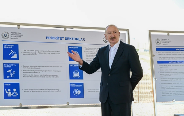 Prezident İlham Əliyev Naxçıvan Sənaye Parkının təməlini qoyub