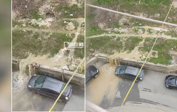 Yeni Günəşlidə şəlalə - İçməli su qayalığa fışqırır