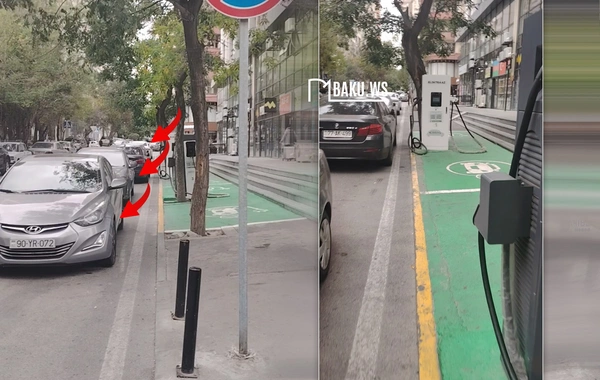 Bakıda bu küçədə sürücülər TƏNGƏ GƏLİB - Avtomobillərini şarj edə bilmirlər