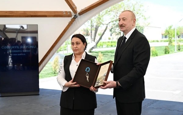 Prezident və birinci xanım Cəbrayıl rayonunun Şükürbəyli kəndinə köçən sakinlərlə görüşüblər