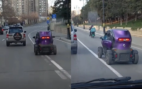 Bakının mərkəzində dövlət nömrə nişanı olmayan avtomobil peyda oldu