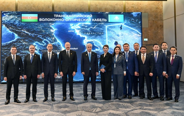 Azərbaycan və Qazaxıstan prezidentləri Trans-Xəzər Fiber-Optik Kabel Xəttinin açılışını ediblər