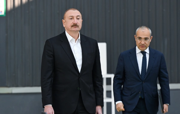 İlham Əliyev Ağdamda metal elektrik dirəklərinin istehsalı müəssisəsinin açılışında iştirak edib