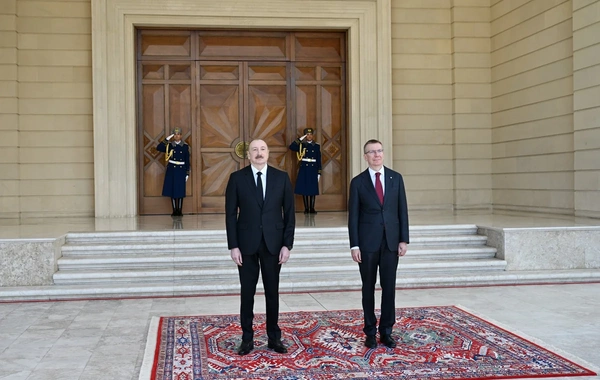 Latviya Prezidentinin rəsmi qarşılanma mərasimi olub