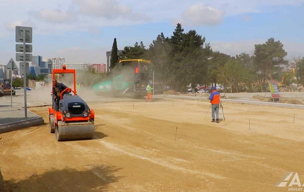 Part of Suleyman Vezirov Street in Baku is being reconstructed
