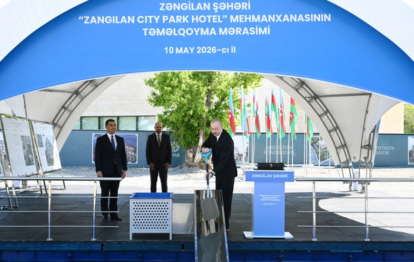 İlham Əliyev Zangilan City Park Hotelin təməlini qoyub
