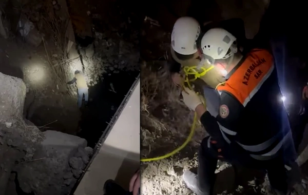 Ehtiyatsızlıqdan çayın dərəsinə yıxılan 15 yaşlı oğlanın XİLASEDİLMƏ GÖRÜNTÜLƏRİ