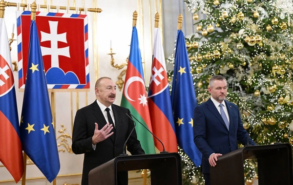 Azərbaycan və Slovakiya prezidentləri mətbuata bəyanatlarla çıxış ediblər